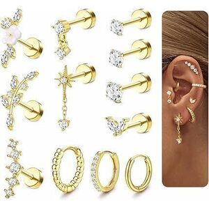 16 Gauge Cartilage Earrings For Women Flat Back-Hypoallergenic Surgical